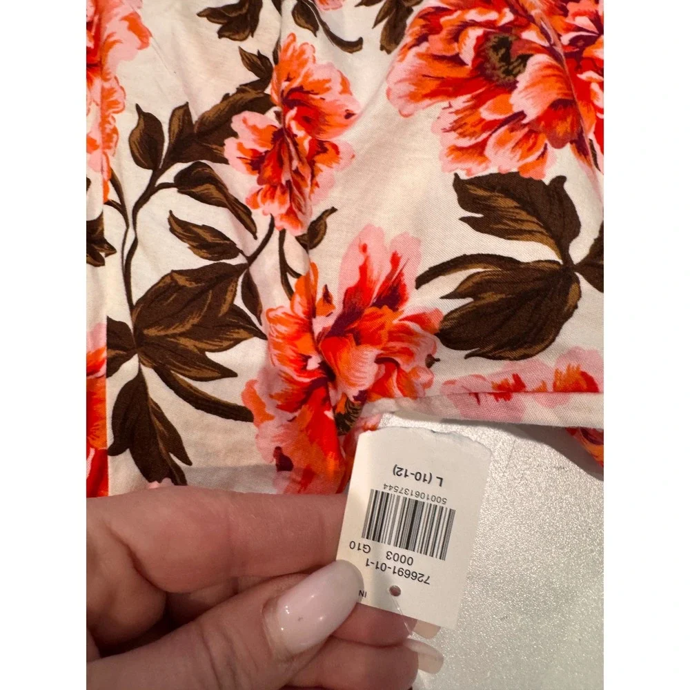 NWT Kids Old Navy Cream Floral Tiered Button Front Dress Size L‎ 10 12